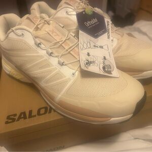 Salomon Cream and White Athletic Shoes with Quick-Lace System